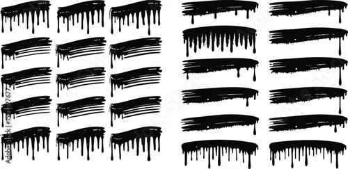 Set of black brush stroke  bundle design