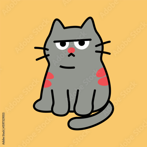 cute angry cat flat vector t-shirt design