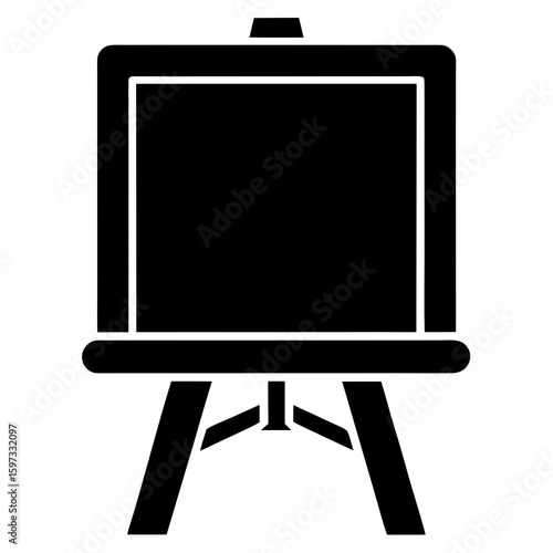 black vector Elegant art easel silhouette on white background, ideal for studio, gallery, exhibition designs and presentations, vector origin