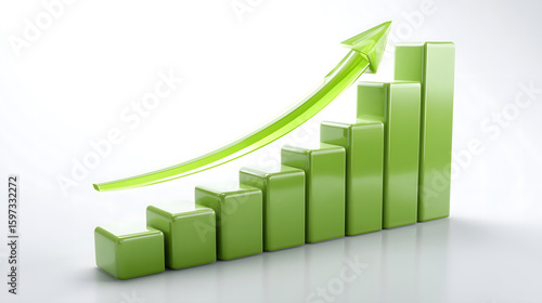 Free Download A visual metaphor for business growth.	A clean, 3D bar chart with a single, glowing green arrow moving upwards across the bars, symbolizing successful growth and positive trends.
 - GFXLoad