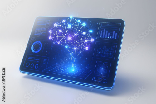 Wallpaper Mural Futuristic Digital Brain Network: AI, Data Analysis, Technology Concept Torontodigital.ca