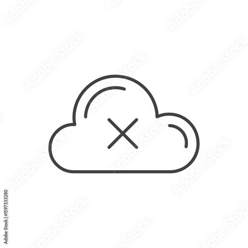 Vector art of cloud with a cross icon indicating failure or cancellation