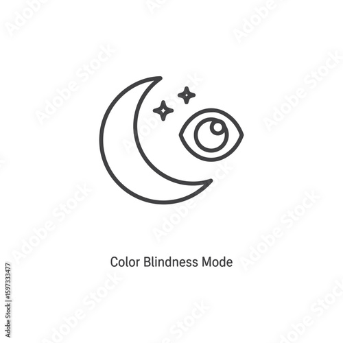 Vector art of an eye watches the moon and stars in the night