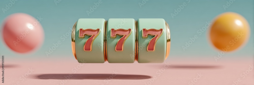 Fototapeta premium Premium Modern Jackpot Slot Machine Close-Up with 777 Reels Spinning Authentic Gambling Success for Casino Marketing and Social Media Campaigns