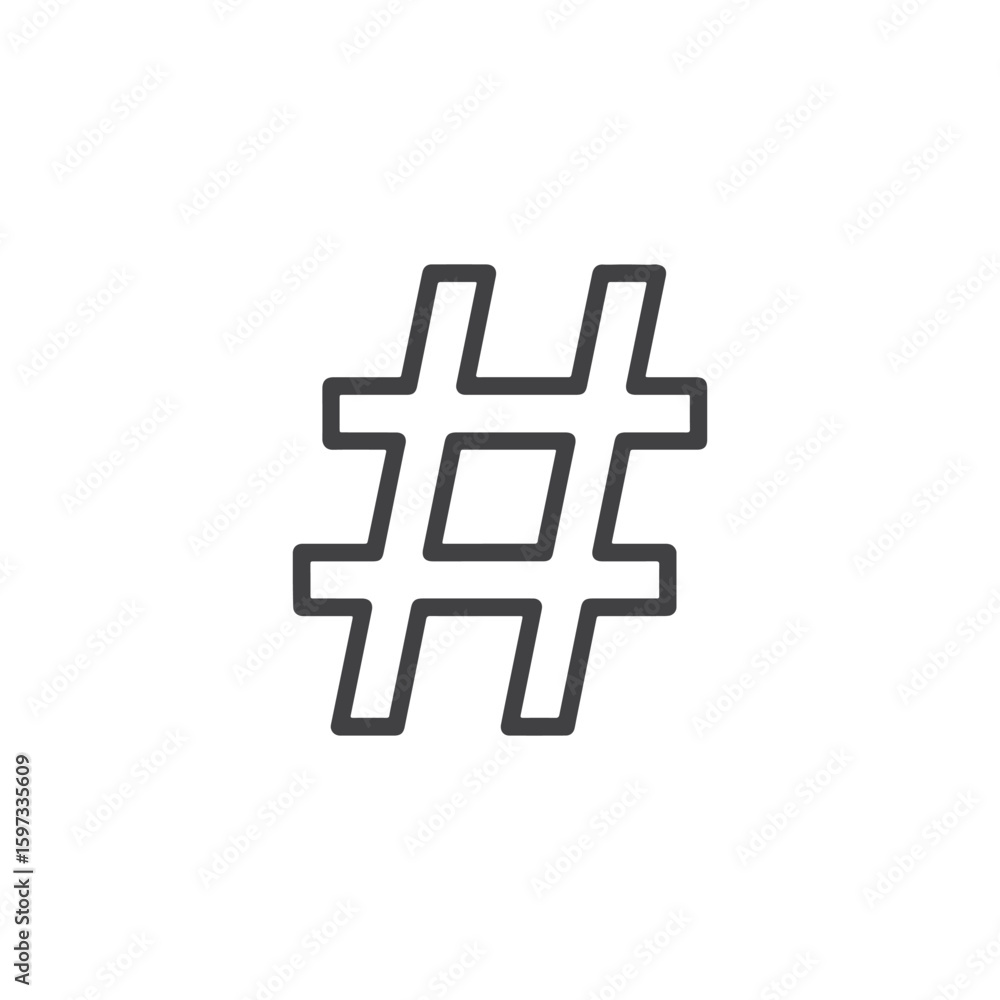 Fototapeta premium Vector art of a simple line art icon of a hashtag symbol
