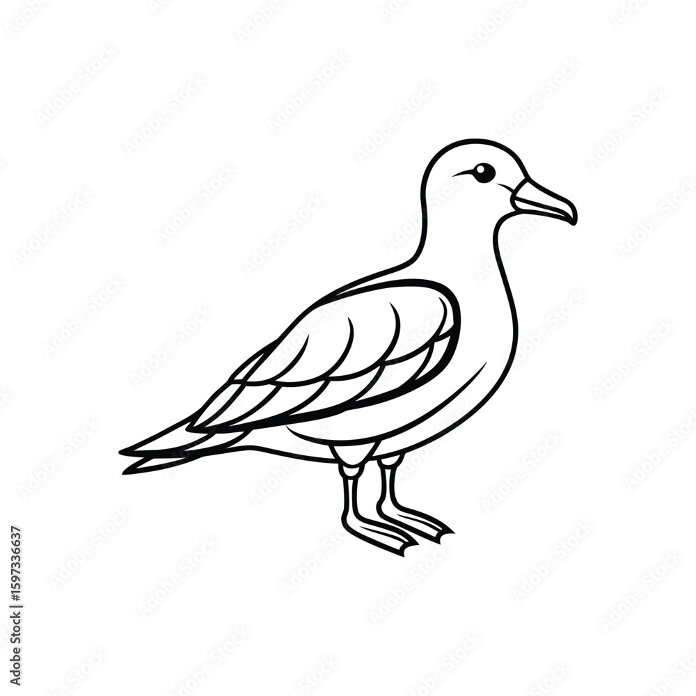 Obraz premium a petrel line art silhouette vector illustration on white background