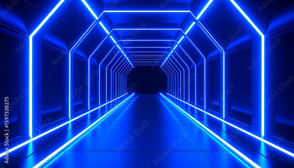 Fototapeta premium Futuristic neon tunnel (1)
