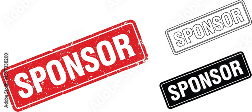 Sponsor stamp vector illustration set for business partnership and financial support concept idea editable