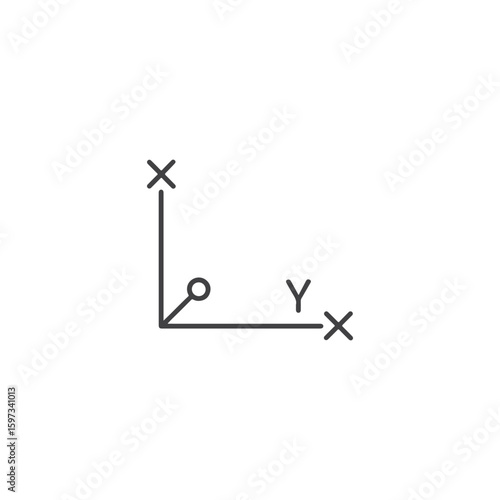 Vector art of xy coordinate axis for graph and data plotting