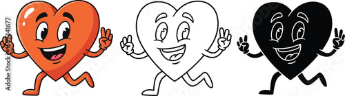 Cartoon heart character running vector illustration design for valentine day and love concept art editable