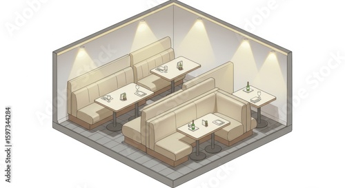 Restaurant dining area isometric design