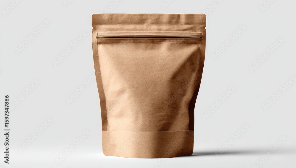 Obraz premium Beige resealable pouch, front view