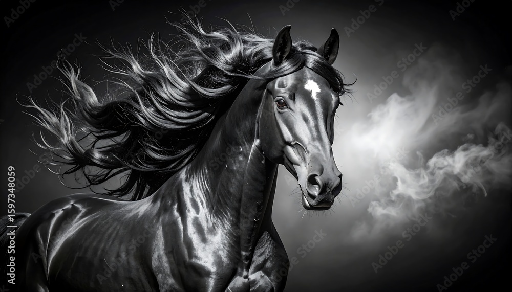 Obraz premium Dramatic black horse portrait