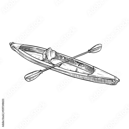 kayak vector hand drawn illustration