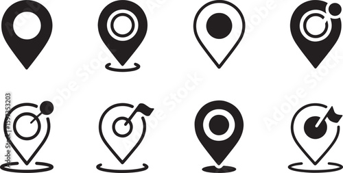 Location icons set, location, pin, map, address, find