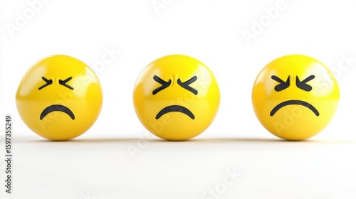 Wallpaper Mural Three Different Expressions of Sadness on Yellow Emotion Balls Torontodigital.ca