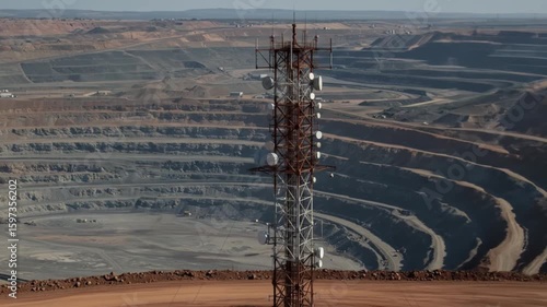 Mining operation framed by antenna array