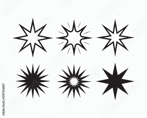 Explosion, crack, and bullet hole silhouettes in vector style. Damaged glass, shattered impact, and burst effects ideal for comic books, gaming, digital art, and action theme graphic design projects