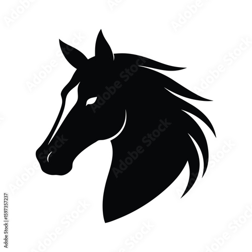 Silhouette vector of a horse head with elegant profile for speed and equestrian theme design Vector illustration