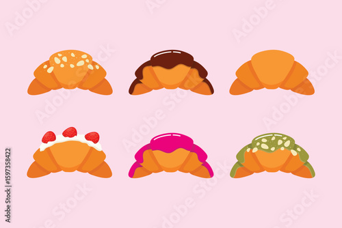 croissant set vector illustration