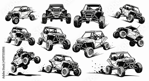 Off-Road Vehicle Silhouettes on White Background