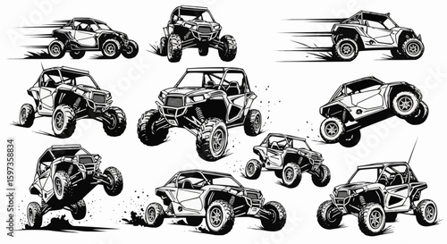 Off-Road Vehicle Silhouettes on White Background