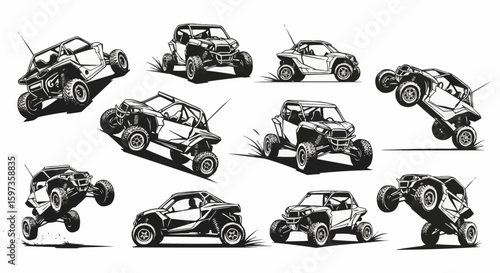 Off-Road Vehicle Silhouettes on White Background