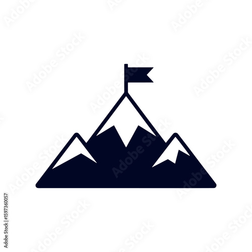 Reaching New Heights A Mountain Peak with a Flag Symbolizing Achievement Leadership and Overcoming Challenges through Determination and Perseverance
