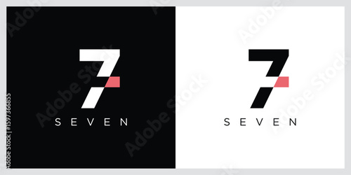 Number Seven Logo Design Template, vector illustration