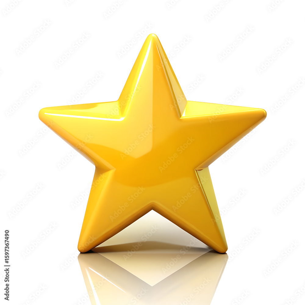 Obraz premium A shiny, glossy yellow star shape with a clean design, isolated on white isolated on transparent background