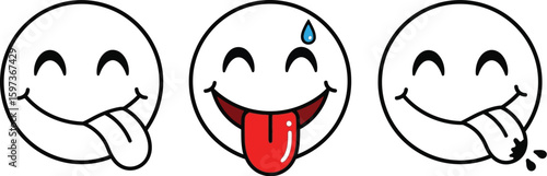 Three playful emoji faces with tongues sticking out, expressing fun.