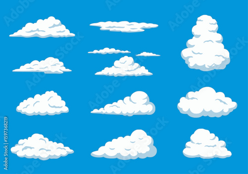 Cartoon Clouds Vector Pack – Fluffy Sky Elements for Game Design & Illustrations
