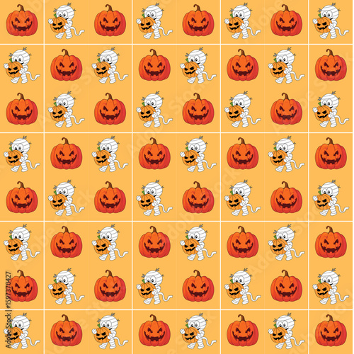 seamless pattern with funny monsters halowen
