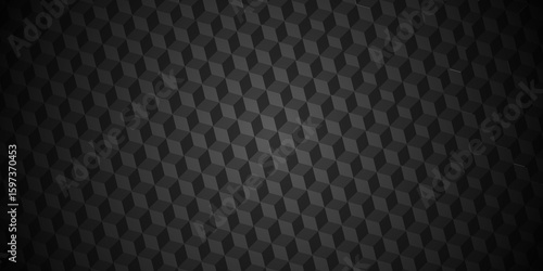 Wallpaper Mural Black cube square geometric tile hexagon mosaic wall grid wallpaper. black and gray geometric block cube structure texture background.	 Torontodigital.ca