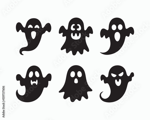 Engaging Halloween ghost silhouette vector illustration.