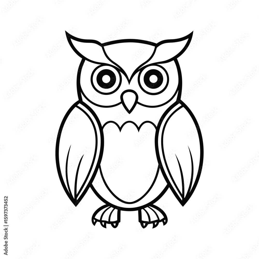 Fototapeta premium an owl line art silhouette vector illustration on white background