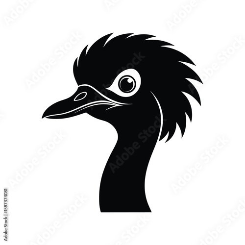 Silhouette vector of an ostrich head with long neck features for flightless bird design Vector illustration
