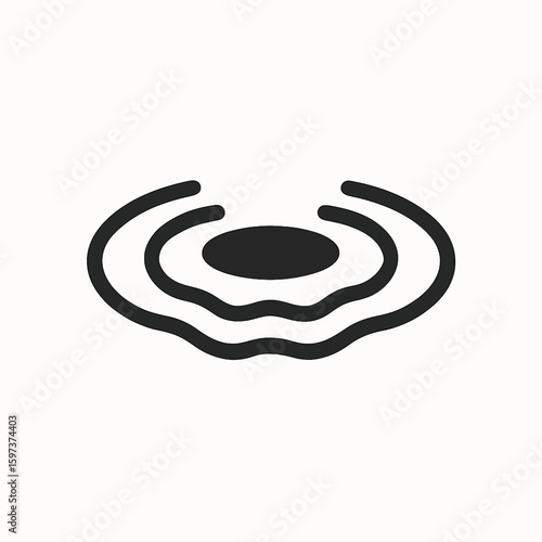 Abstract ripple effect icon representing sound waves or water disturbance in a simple graphic