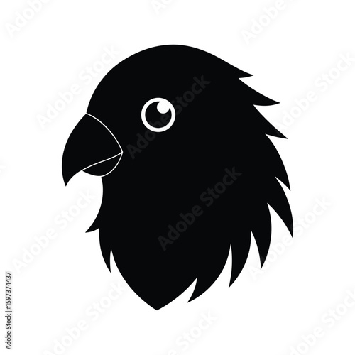 Silhouette vector of a kakapo head with rounded features for endangered flightless parrot art Vector illustration