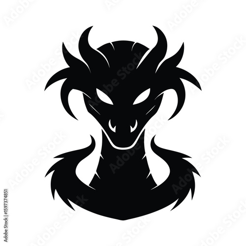 Silhouette vector of a hydra head with multiple snake necks for legendary beast and fantasy art Vector illustration