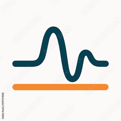 Abstract representation of a fluctuating line graph with a horizontal base line.