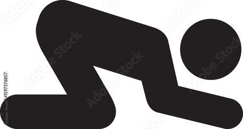 土下座して謝罪する人のピクトグラム、ベクターイラスト