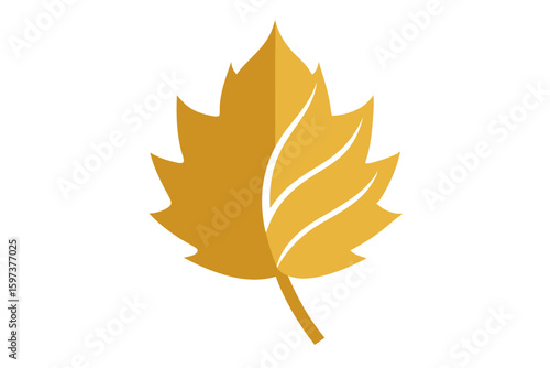 foil stamped gold autumn leaf vector on white