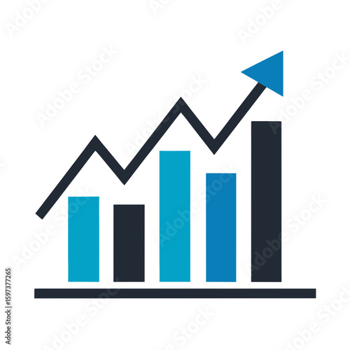 income growth chart icon vector on white