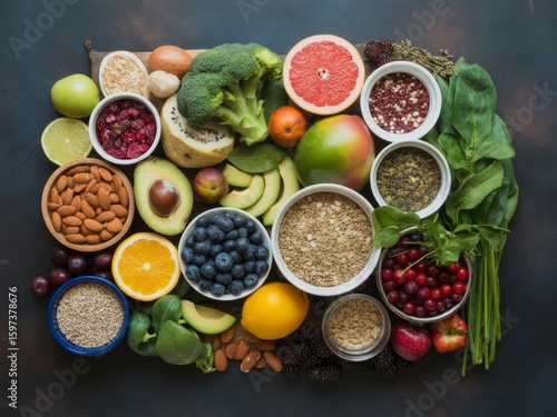 Wallpaper Mural Assorted Fresh Fruits Vegetables Nuts Grains berries Torontodigital.ca