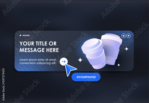 This stylish coffee cup graphic is perfect for use in digital marketing campaigns or eyecatching advertisements