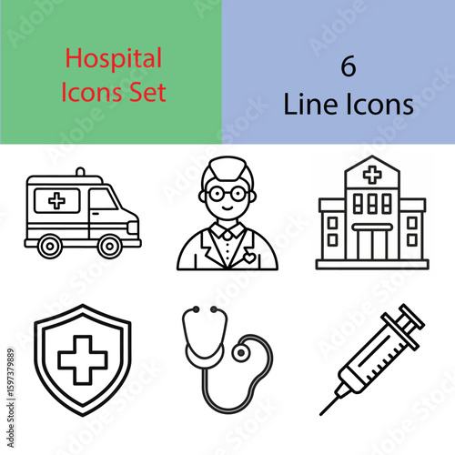 Hospital medical healthcare icons set isolated on white background