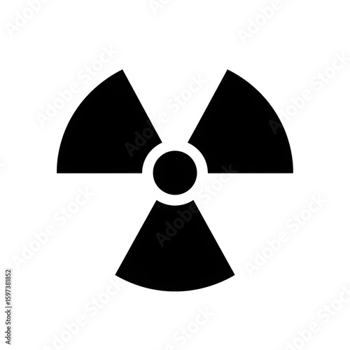 A black radioactive symbol, a three-pointed trefoil, on a white background.