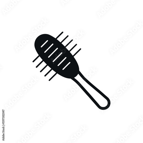 Hairbrush vector icon for personal grooming and hair care product styling