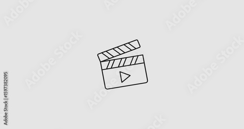 Animated icon representing a movie or film, typically illustrated with a clapperboard, film reel, or play button. Symbolizes cinema, video content, film production, or streaming services. Perfect for 